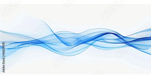 Abstract blue wave design, flowing smoothly across white, background for website header