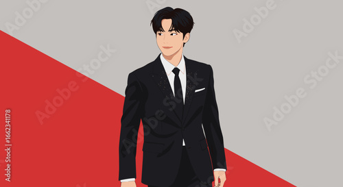 Stylish business attire showcase modern city digital art professional environment front view fashion concept. Vector illustration