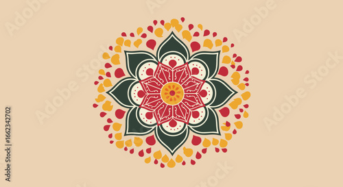 Intricate mandala design artistry showcase digital illustration colorful patterns creative environment visual harmony. Vector illustration