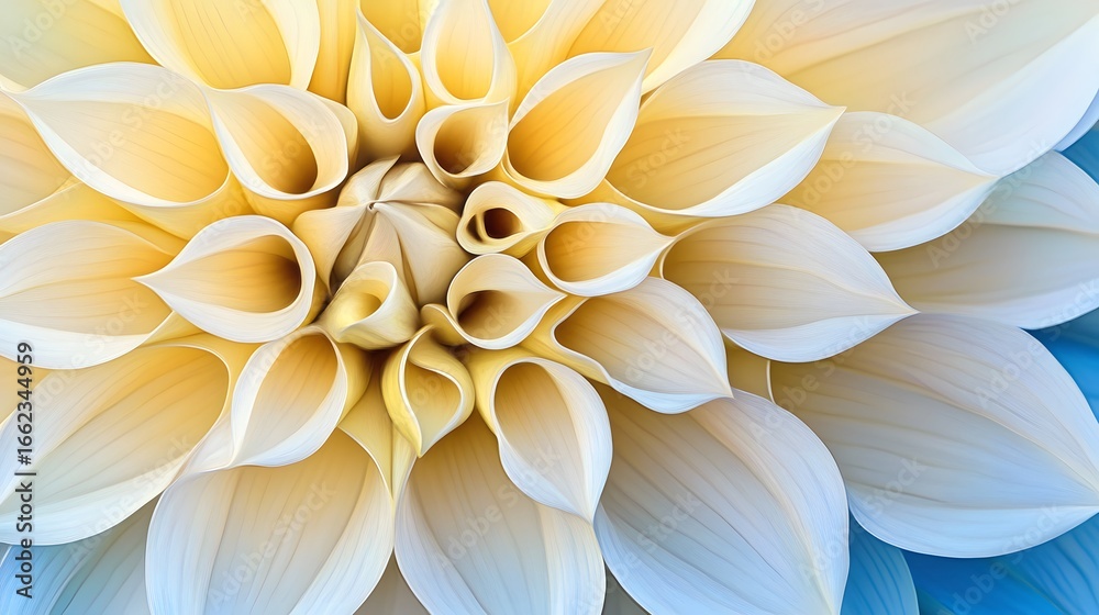 Fototapeta premium Closeup Pastel Yellow Dahlia Flower Petals Abstract Macro