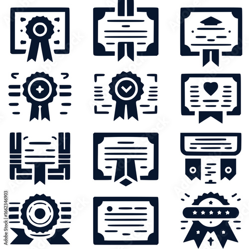 Zertifikate & Auszeichnungen Icon-Set - 7