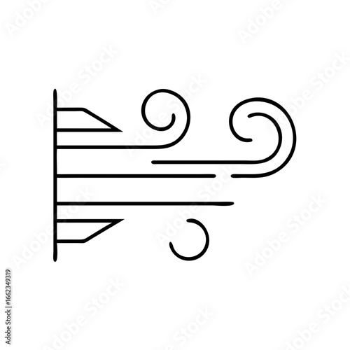 Wind gust icon in a minimalistic style representing air movement