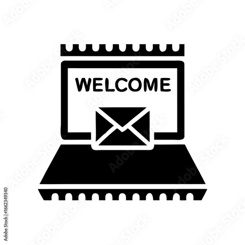 Welcome mat with an envelope icon in a simple design