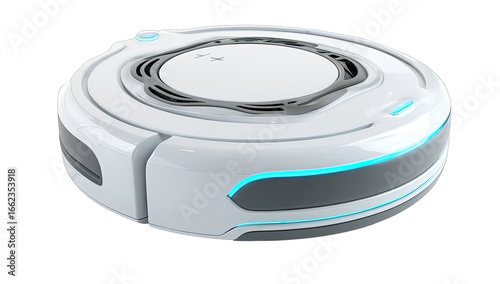 Futuristic white robot vacuum cleaner (1)