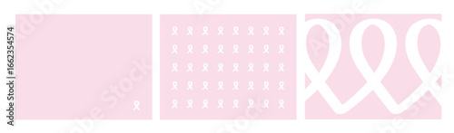 Pink ribbon icons set. Breast cancer awareness ribbon. Women cancer awareness symbol. Flat and vector outline style