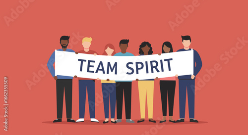 Team spirit celebration community event graphic illustration vibrant environment group view unity concept. Vector illustration