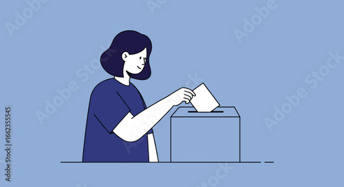 Voting action civic engagement digital illustration minimalistic environment front view democratic process. Vector illustration