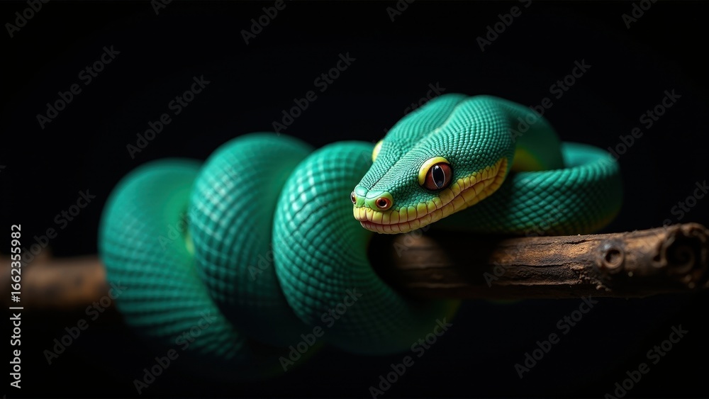 Fototapeta premium Green Tree Viper on Branch