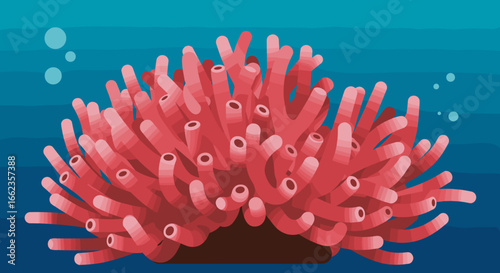 Vibrant coral reef life underwater ocean illustration tropical environment close-up view marine ecosystem. Vector illustration