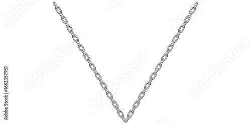 Stunning Silver Chain Isolated On White Background, Antique Jewelry Vector Illustration.	