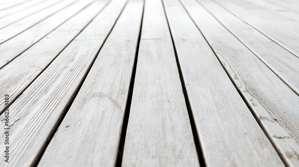 Fototapeta premium White Wooden Planks Floor Boards Surface Texture Background Perspective Pattern
