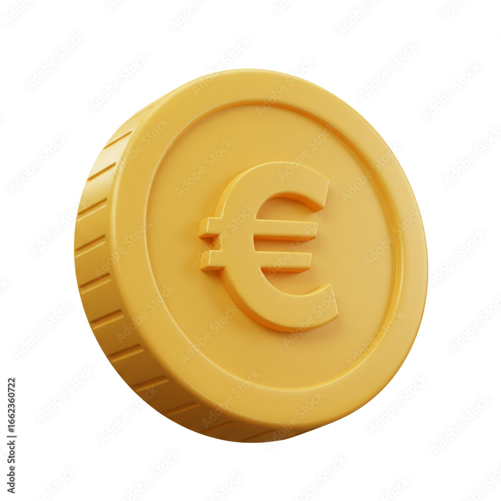 Obraz premium A close-up shot showcases a golden coin, featuring the euro symbol, isolated against a dark backdrop, highlighting financial concepts and currency.