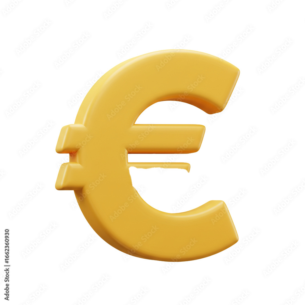 Obraz premium A golden, three-dimensional representation of a currency symbol, specifically the Euro sign, rendered against a stark black background, showcasing its form.