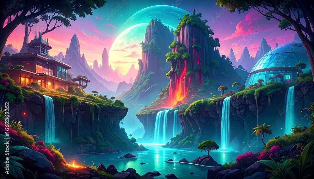 Obraz premium Vibrant fantasy landscape