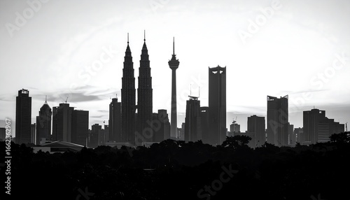 Wallpaper Mural Black and white city skyline Torontodigital.ca