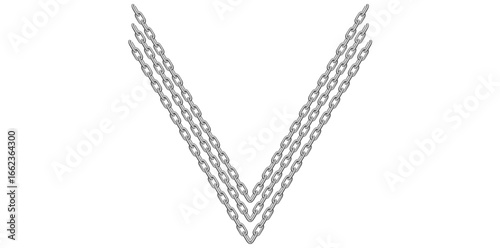 Multilayer Silver Chains On White Background, Unique Fine Jewelry Neck Design Vector Illustration.	