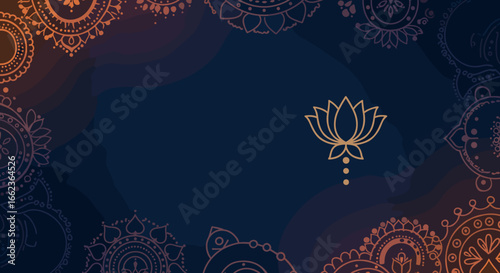 Lotus flower design artistic background digital art contemporary centered view spiritual concept for wellness. Vector illustration