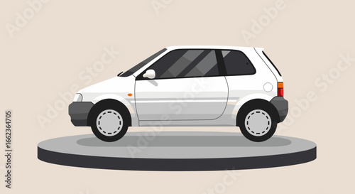 Car design showcase digital art studio illustration isolated background side view automotive concept. Vector illustration
