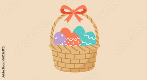 Easter egg hunt celebration springtime digital illustration cheerful atmosphere close-up view festive concept. Vector illustration