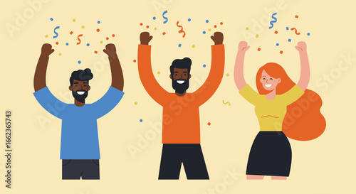 Celebration of joyful diversity creative studio digital artwork bright environment front view unity concept. Vector illustration