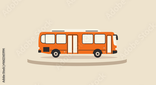 Public bus journey urban city digital illustration modern environment side view transport concept. Vector illustration