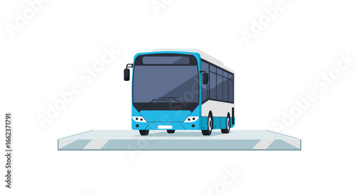 Bus transport illustration urban setting graphic design minimalist environment front view public transport concept. Vector illustration