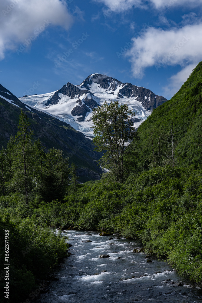 Fototapeta premium Byron Creek. Byron Glacier Road, Anchorage is in Southcentral Alaska.