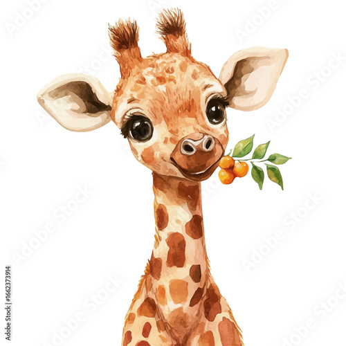 watercolor vector of Baby Animals, isolated on a white background.