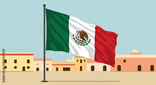 Celebrating mexican heritage national flag mexico graphic illustration vibrant colors landscape cultural identity. Vector illustration