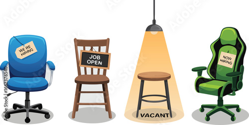 Cartoon We're Hiring! Office Chairs, Stool, and Gaming Seat, Job Openings, Recruitment