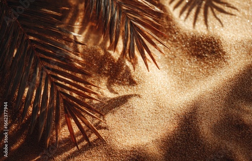 Woman in shadow with palm leaves