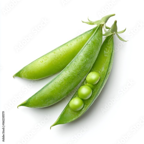 Fresh green peas in their pods, showcasing vibrant colors and textures