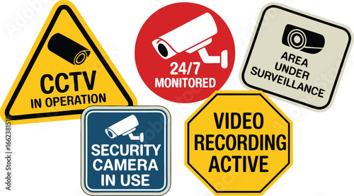 Security Camera Signs CCTV in Operation, 24/7 Monitored, Video Recording Active, Surveillance Area