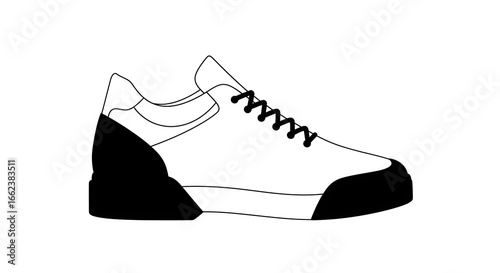 Simple graphic icon of a trainer shoe. Side view vector illustration for sport, fitness, and casual footwear design