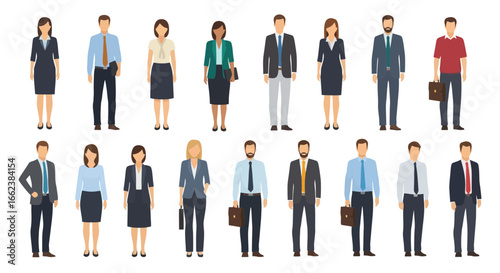 Diverse Group of Business Professionals in Formal Attire, Ideal for Corporate Presentations and Recruitment Materials, Available for Creative Projects and Design Purposes.