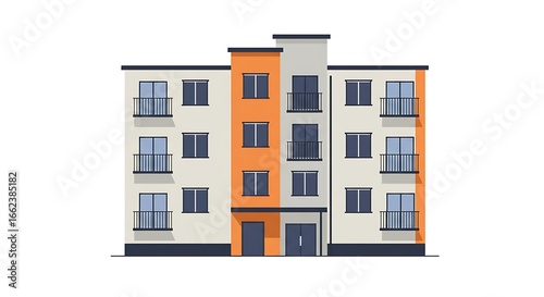 Flat design vector illustration representing a modern residential property or urban housing concept, isolated on a white background