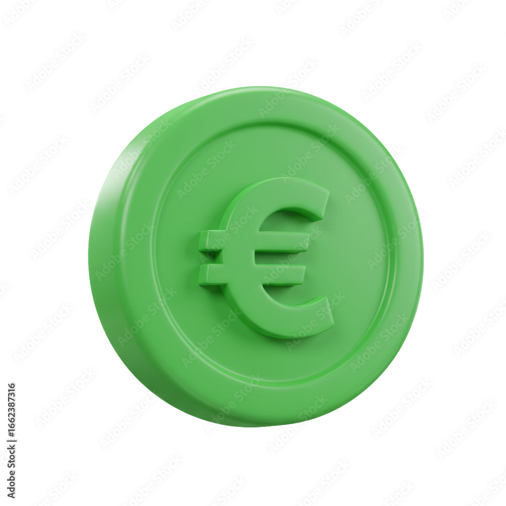 Obraz premium A vibrant green euro coin stands as a symbolic representation of digital currency and financial prosperity.