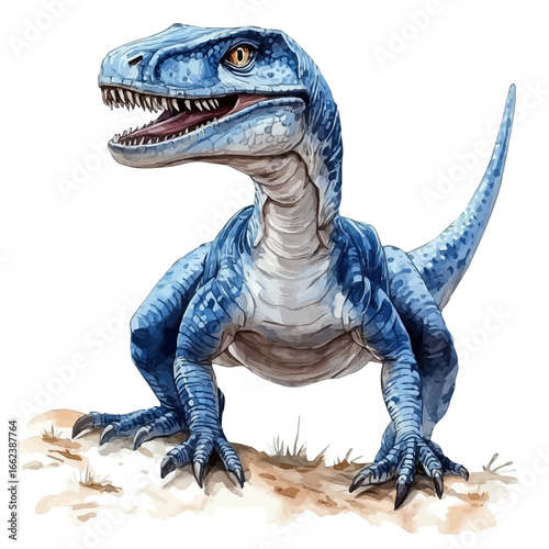 Allosaurus, watercolor painting vector, isolated on a white background.