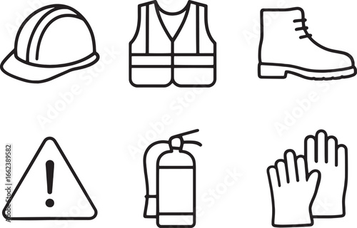 set of industrial Safety equipment icons
