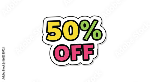 Grab a vibrant 50 percent off deal with this eye catching design, perfect for promotions and sales, drawing customers to your incredible offers