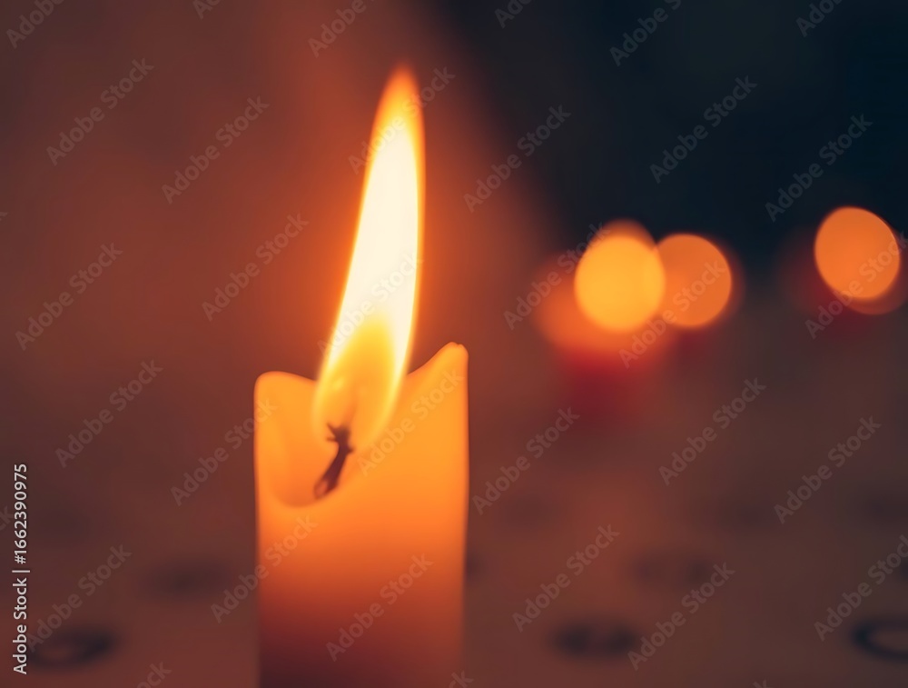 Fototapeta premium Warm candlelight illuminating shadows in quiet contemplation backdrop