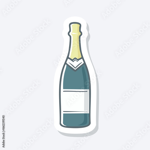 Illustration of a champagne bottle with a label, perfect for celebrations and events.