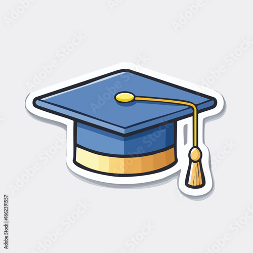 Illustration of a blue graduation cap with a gold tassel, representing academic achievement.