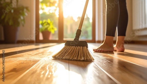 Wallpaper Mural Woman sweeping wooden floor Torontodigital.ca