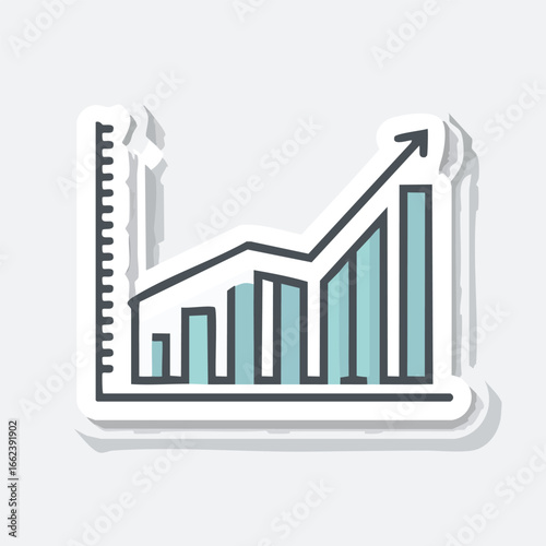 An illustration of a bar graph with an upward-pointing arrow, representing growth and progress.
