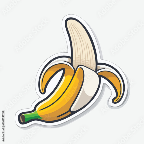A detailed illustration of a ripe, peeled banana, showcasing its vibrant yellow color and texture.