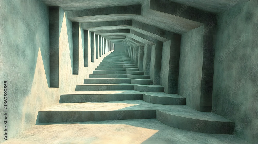 Obraz premium Abstract Staircase Tunnel Architecture Design