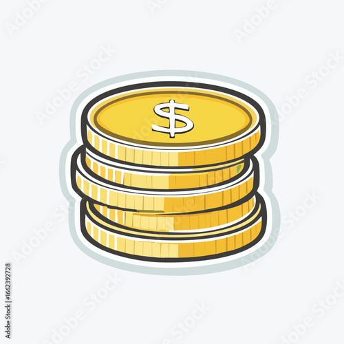 Close-up of a stack of golden coins with a dollar sign, representing wealth and finance.
