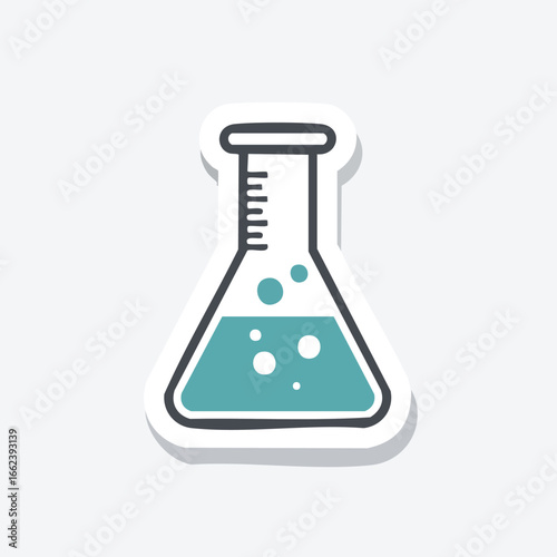 Illustration of a conical flask containing a blue liquid, used in scientific experiments.