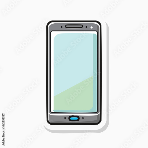 A detailed illustration of a modern smartphone with a blank screen, ready for use and interaction.